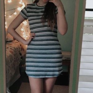 striped fitted t-shirt dress